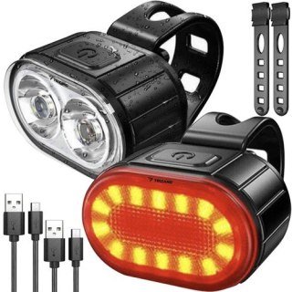 Lampa rowerowa + tylne światło Trizand 24003