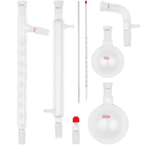 Szkła laboratoryjne do destylacji szlif 24/40 - zestaw 14 el.