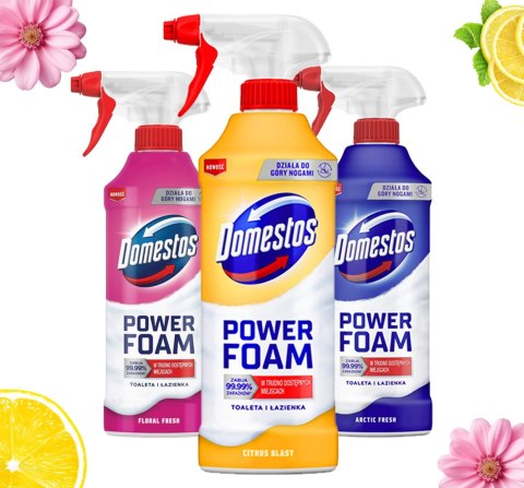 Zestaw 3 x Domestos Power Foam Piana Do Mycia Toalety i Łazienki 435ml