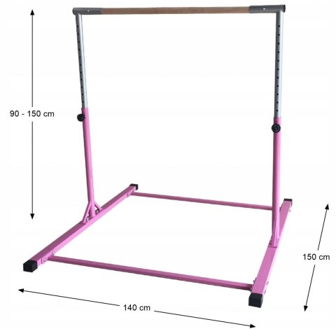 Drążek Gimnastyczny Wolnostojący 150 cm Różowy