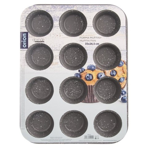 Forma do pieczenia muffinek na muffinki babeczki granitowa GRANDE na 12 szt 35x26 cm