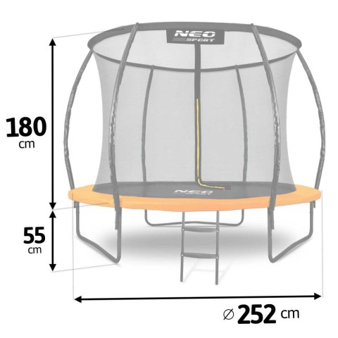 Trampolina ogrodowa profilowana 8ft/252cm z siatką wewnętrzną Neo-Sport