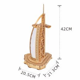 DREWNIANE PUZZLE 3D BURJ AL ARAB 42cm BURDŻ AL ARAB DIY 8+