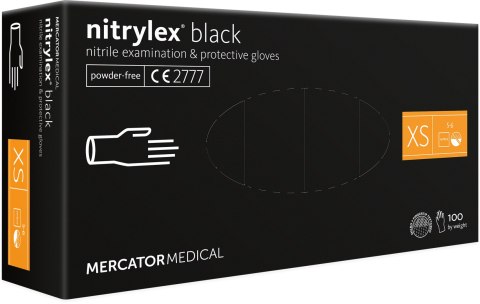 Rękawice Nitrylowe 100 sztuk / Czarne / Nitrylex Black (S 6-7)