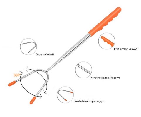 WIDELEC KIJ TELESKOPOWY DO OGNISKA PIECZENIA KIEŁBASEK 4 szt.