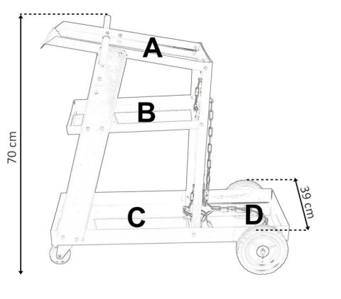 Wózek Spawalniczy 3 Półki Udźwig 40 kg Solidny Miejsce na Butlę Gazową