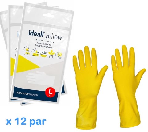 Rękawice Gospodarcze Lateksowe / Żółte / Ideall Yellow - 12 par (XL 9-10)