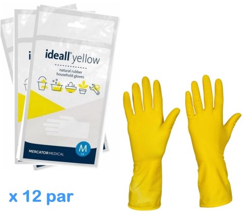 Rękawice Gospodarcze Lateksowe / Żółte / Ideall Yellow - 12 par (XL 9-10)