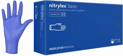 Rękawice Nitrylowe 100 sztuk / Niebieskie / Nitrylex Basic Dark Blue (XL 9-10)