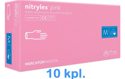 Rękawice Nitrylowe 100 sztuk / Różowe / Nitrylex Pink - 10 szt. (L 8-9)