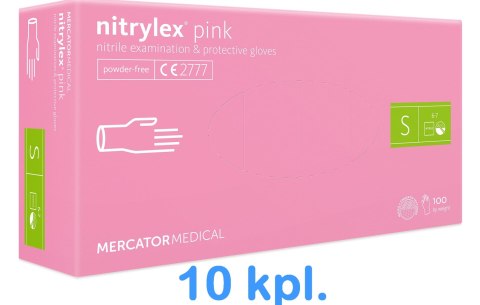 Rękawice Nitrylowe 100 sztuk / Różowe / Nitrylex Pink - 10 szt. (L 8-9)