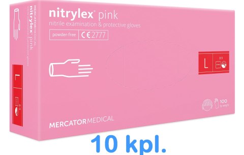 Rękawice Nitrylowe 100 sztuk / Różowe / Nitrylex Pink - 10 szt. (XL 9-10)