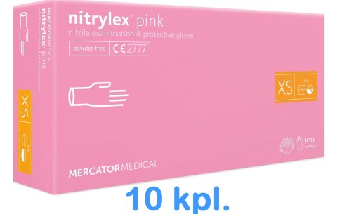 Rękawice Nitrylowe 100 sztuk / Różowe / Nitrylex Pink - 10 szt. (XL 9-10)