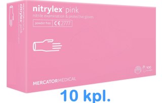 Rękawice Nitrylowe 100 sztuk / Różowe / Nitrylex Pink - 10 szt. (M 7-8)