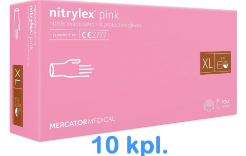 Rękawice Nitrylowe 100 sztuk / Różowe / Nitrylex Pink - 10 szt. (M 7-8)