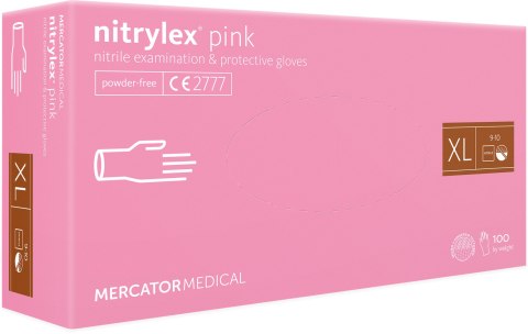 Rękawice Nitrylowe 100 sztuk / Różowe / Nitrylex Pink (XL 9-10)