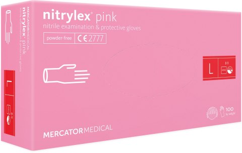 Rękawice Nitrylowe 100 sztuk / Różowe / Nitrylex Pink (M 7-8)