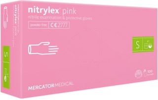 Rękawice Nitrylowe 100 sztuk / Różowe / Nitrylex Pink (S 6-7)