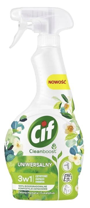 CIF Cleanboost Uniwersalny 3w1 Spray Czyszczacy Zielona Herbata i Eukaliptus