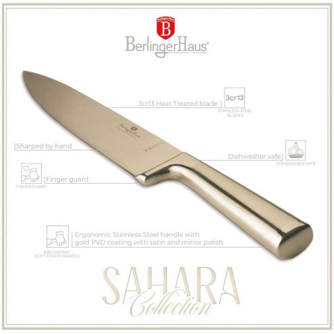 STALOWY NÓŻ SZEFA KUCHNI BERLINGER HAUS 22cm BH-2828 GOLD