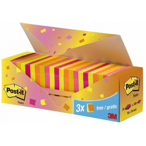 Karteczki Post-it 76x76mm (654-NP24) mix kolorów (24x100)