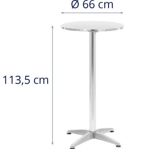 Stół stolik barowy okrągły wysoki składany śr. 60 cm 115 cm srebrny