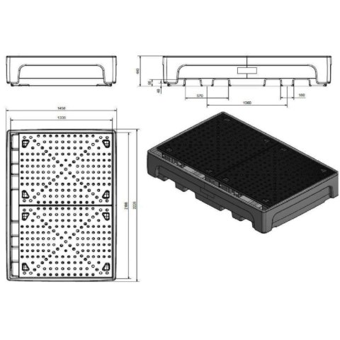 Wanna wychwytowa podstawa pod 2 zbiorniki IBC 1100L plastikowa PE CEMO 10952