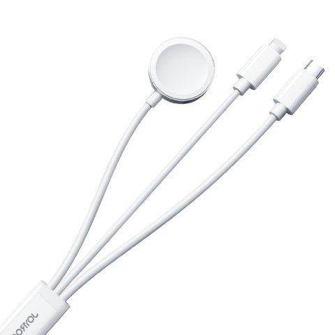 3w1 Kabel przewód USB-A z ładowarka indukcyjną + 1x iPhone Lightning + 1x USB-C 1.2m biały