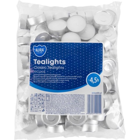 AURA Podgrzewacze Tealights Classic 4,5h 100 szt. p15-100