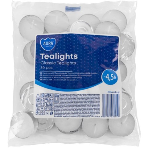 AURA Podgrzewacze Tealights Classic 4,5h 30 szt. p15-30