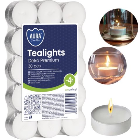 AURA Podgrzewacze Tealights Deko Premium 4h 30 szt. pf10-30s