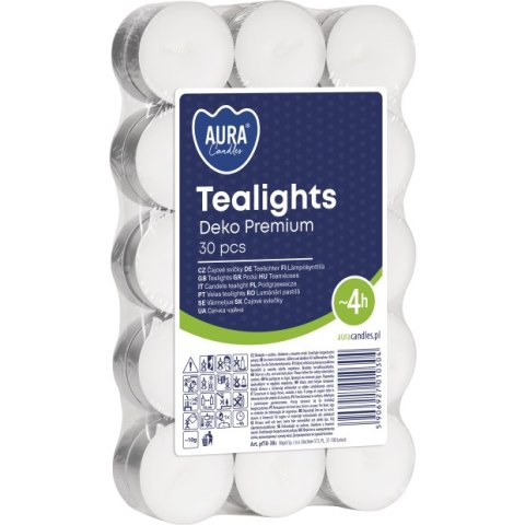 AURA Podgrzewacze Tealights Deko Premium 4h 30 szt. pf10-30s