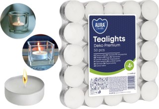 AURA Podgrzewacze Tealights Deko Premium 4h 50 szt. pf10-50s