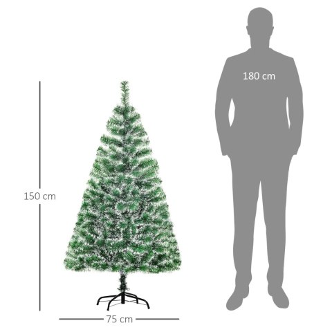 Choinka Sztuczna Zielono-Biała 416 Gałęzi 150 cm PAKO 830-123