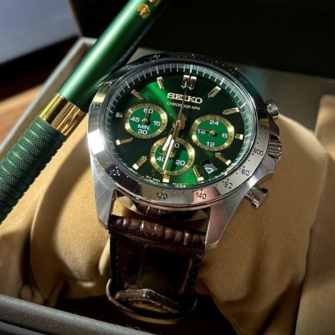 ZEGAREK MĘSKI SEIKO CHRONOGRAPH GREEN SPIRIT SBTR017 + BOX