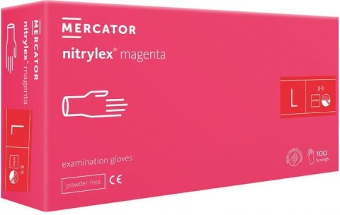 Rękawice Nitrylowe 100 szt. Nitrylex Magenta (L 8-9)