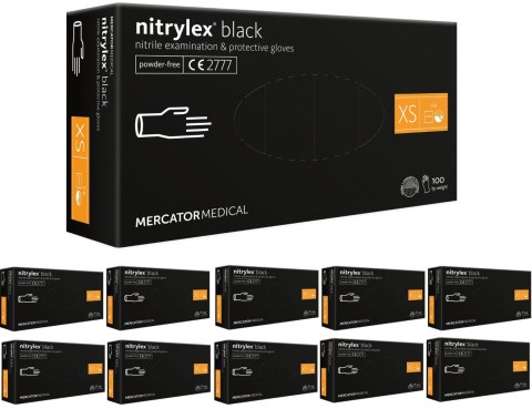 Rękawice Nitrylowe 100 sztuk / Czarne / Nitrylex Black - 10 szt. (XS 5-6)