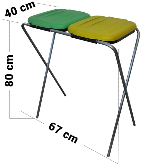 Stojak do segregacji odpadów (2-stanowiskowy) zielony, żółty