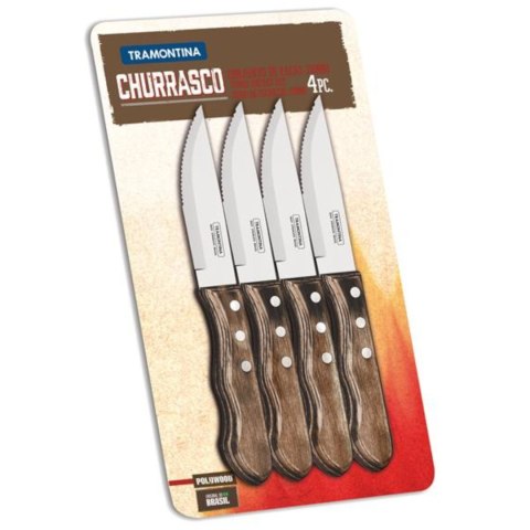 Zestaw noży do steków z drewnianym uchwytem Churrasco JUMBO 4 szt. dł. 255 mm