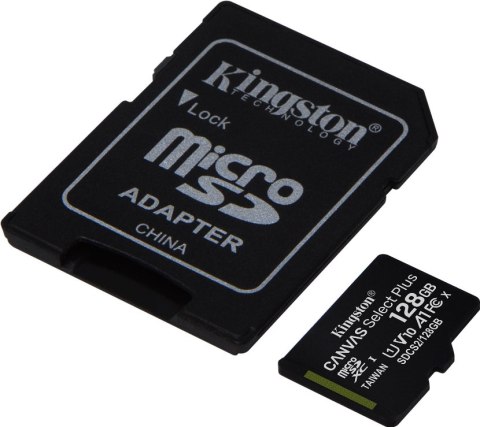 Kingston Karta Pamięci MicroSD 128GB Canvas Select Plus 100MB/s Adapter