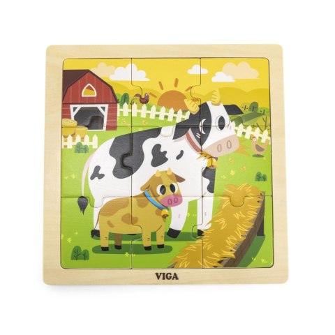 Viga 44623 Puzzle na podkładce 9 elementów - Krowa