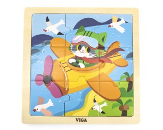 Viga 44632 Puzzle na podkładce 9 elementów - samolot