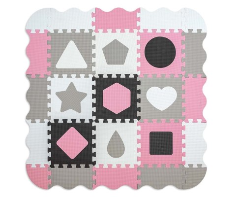 Mata piankowa puzzle Jolly 3x3 Shapes - Pink Grey