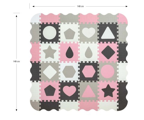 Mata piankowa puzzle Jolly 4x4 Shapes - Pink Grey