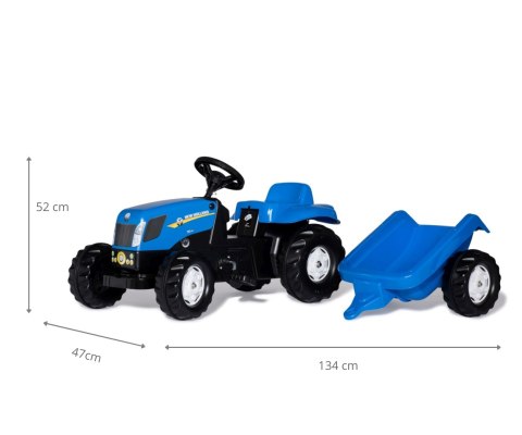 Rolly Toys 013074 Traktor Rolly Kid New Holland Agriculture z przyczepą