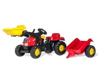 Rolly Toys 023127 Traktor Rolly Kid z łyżka i przyczepa Czerwony