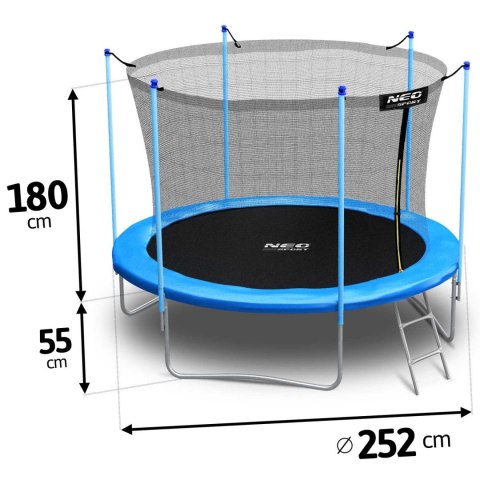 Trampolina ogrodowa 8ft/252cm siatka wewnętrzna i drabinką