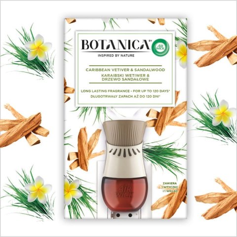 Botanica by Air Wick Karaibski Wetiwer & Drzewo Sandałowe/Caribbean Vetiver & Sandalwood 19ml Komplet