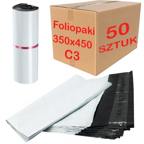 Foliopaki Kurierskie Białe C3 350x450mm - 50 szt.