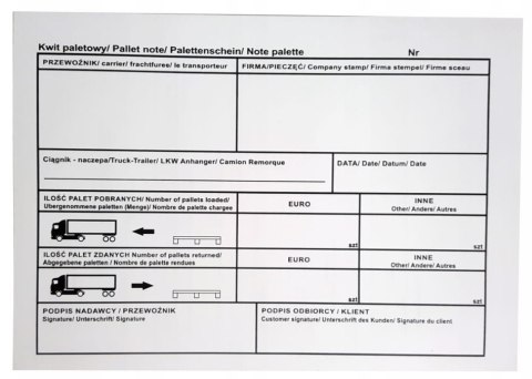 Kwit Paletowy A5 100 kartek - Samokopiujący - 10 kpl.